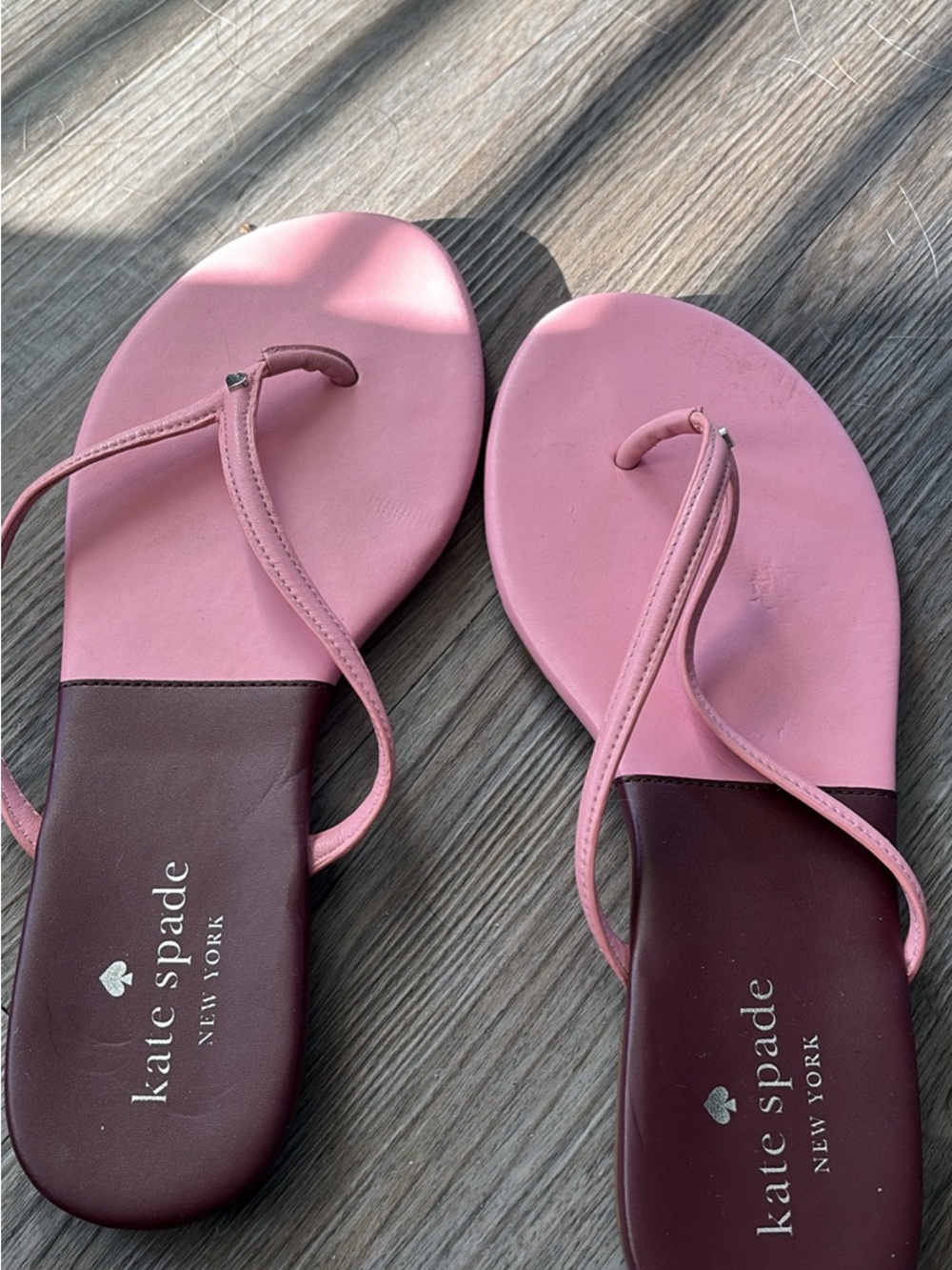 kate spade Pink and Brown Leather Thong Sandals